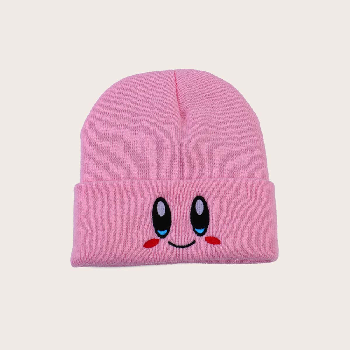

Cartoon Embroidery Beanie, Pink