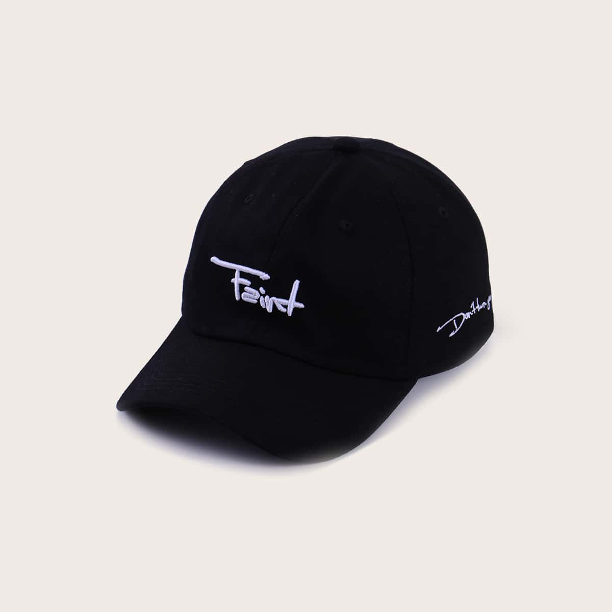 

Letter Embroidery Baseball Cap, Black