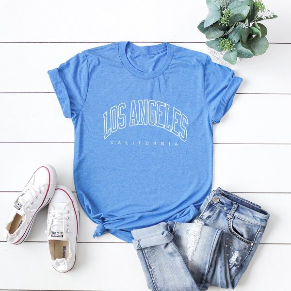 

Plus Letter Graphic Crew Neck Tee, Blue