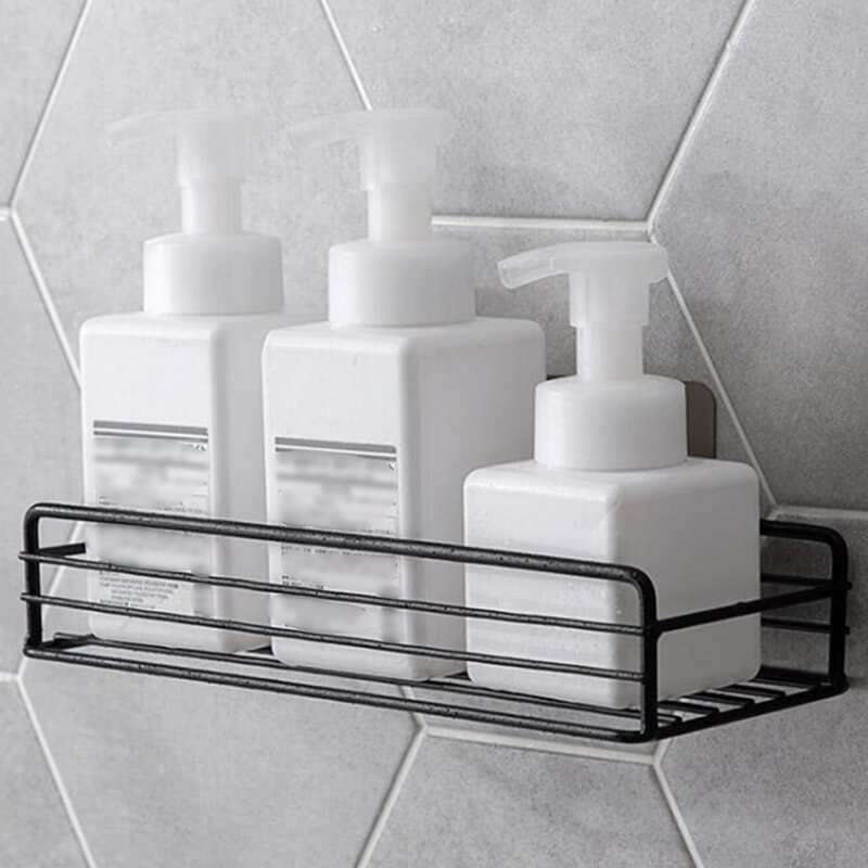 1pc Iron Bathroom Storage Rack, Black