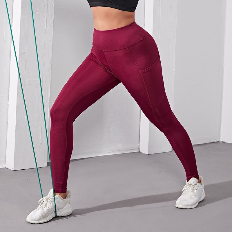 

Active High-Rise Leggings With Phone Pocket, Rose red