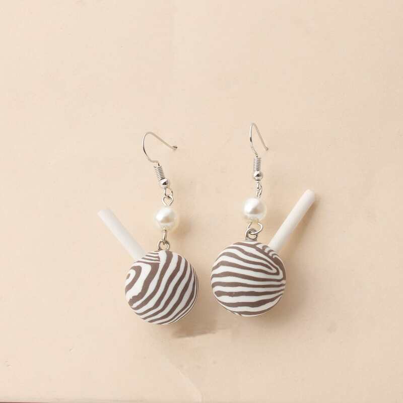 

Lollipop Drop Earrings, Black and white