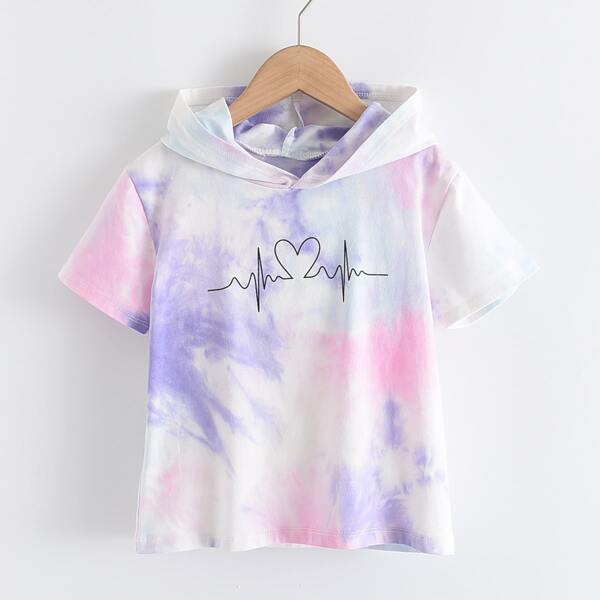

Toddler Girls Tie Dye Letter Graphic Hooded Tee, Multicolor