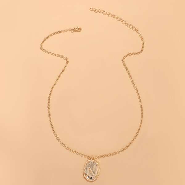 

Textured Geo Charm Necklace, Gold