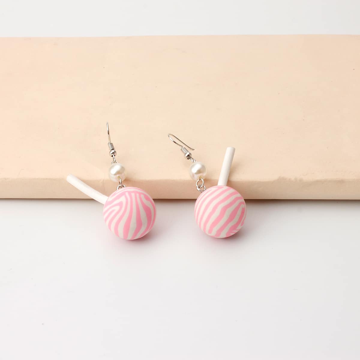 

Lollipop Drop Earrings, Baby pink