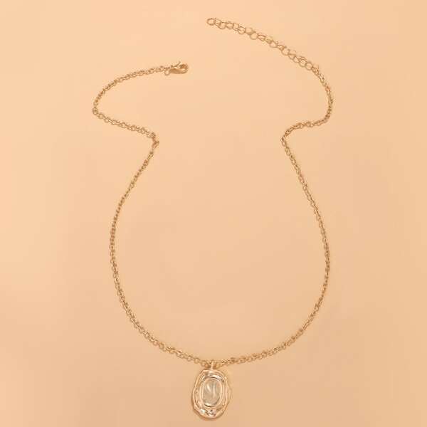 

Textured Geo Charm Necklace, Gold