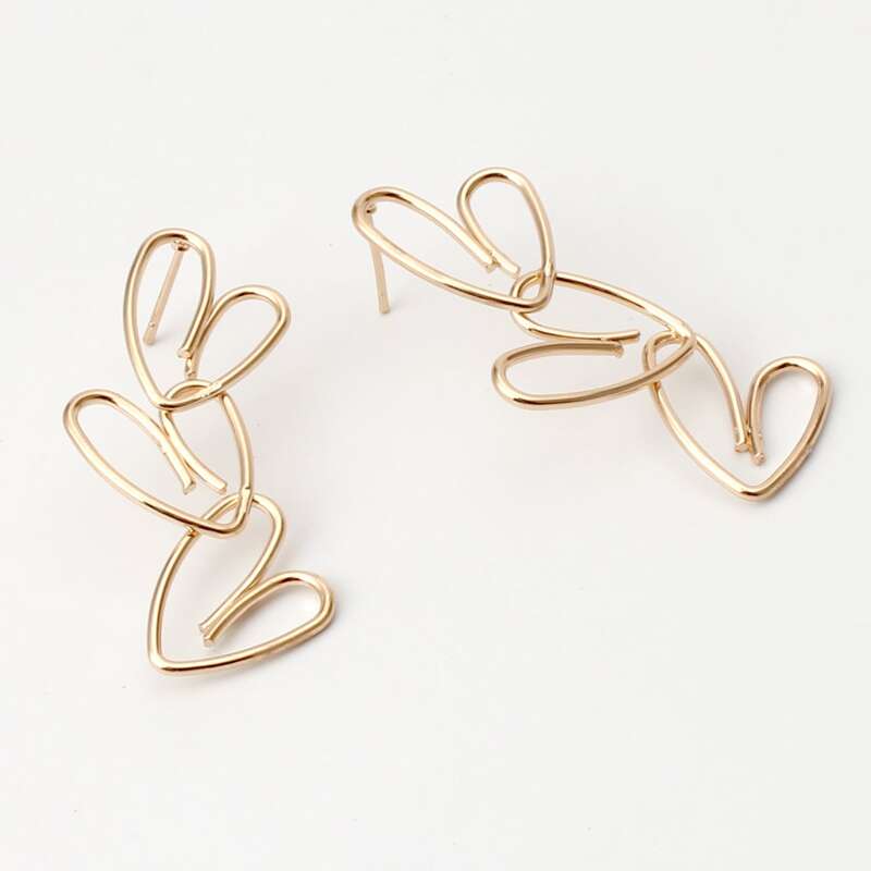 

Layered Heart Drop Earrings, Gold