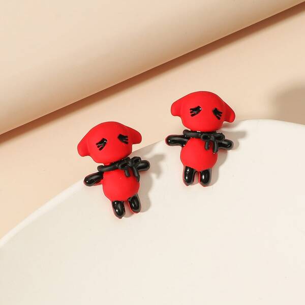 

Creative Stud Earrings, Red