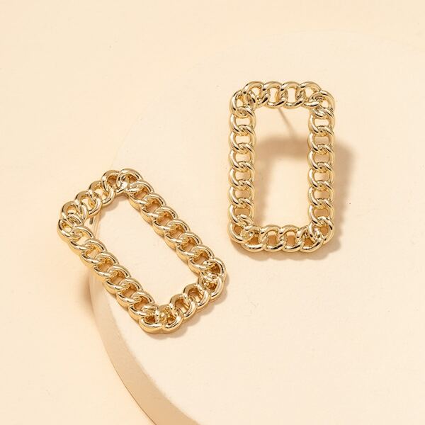 

Chain Design Stud Earrings, Gold