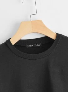 SHEIN Unity Chinese Dragon Graphic Drop Shoulder Sweatshirt - Black - View 3