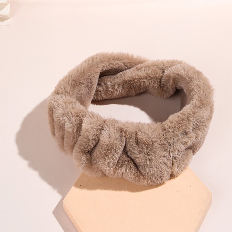 

Solid Fluffy Headband, Coffee brown