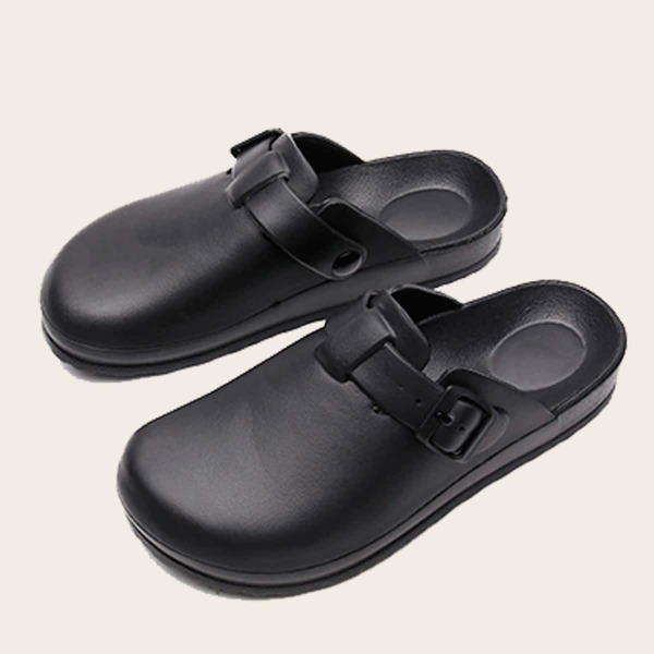

Buckle Decor Wide Fit Slides, Black