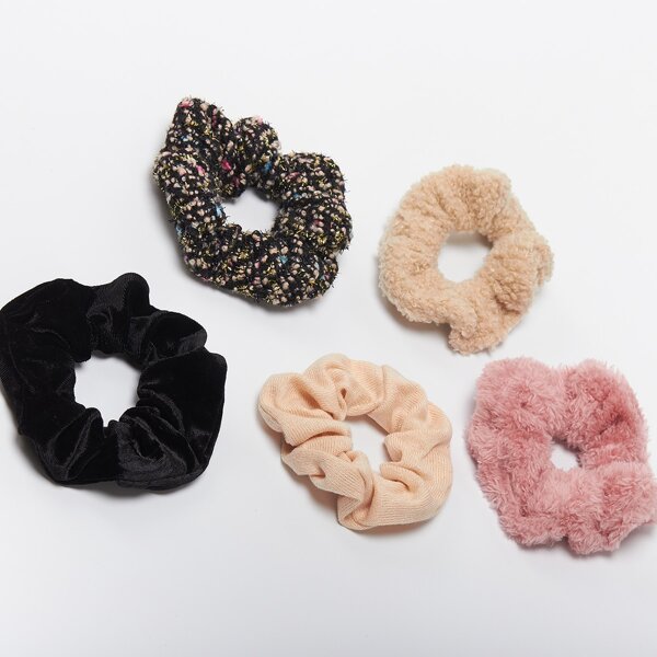 

5pcs Fluffy Scrunchie, Multicolor