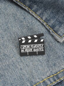 Clapperboard Design Brooch - Black - View 1