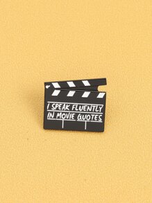 Clapperboard Design Brooch - Black - View 2