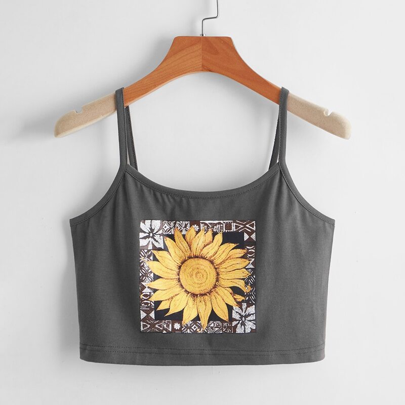 

Sunflower Graphic Crop Cami, Dark grey