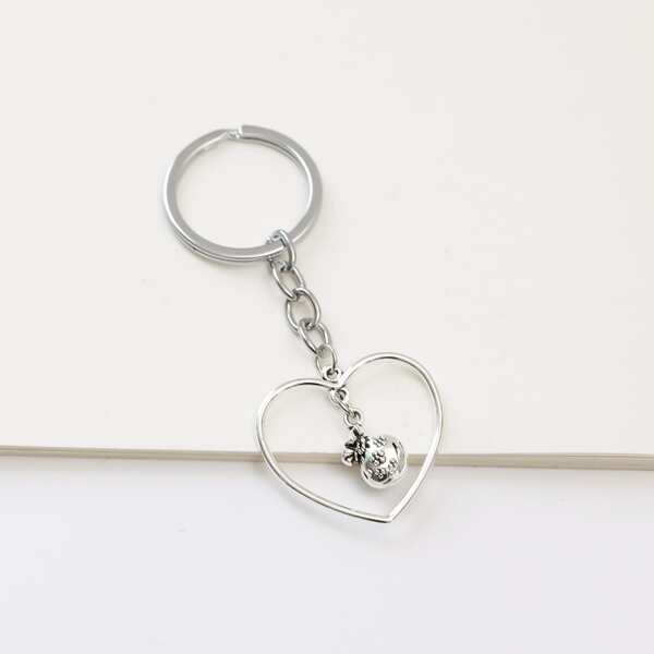 

Heart Charm Keychain, Silver