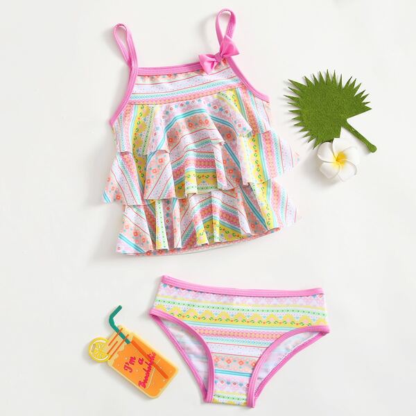 

Baby Girl Tiered Layer Bikini Swimsuit, Pink
