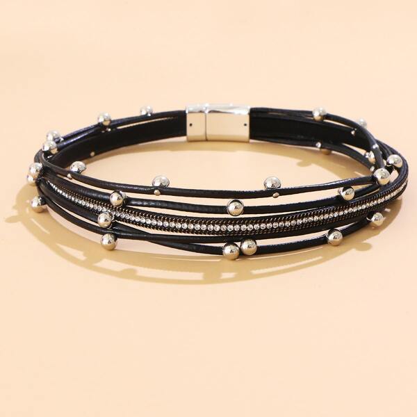 

Rhinestone Decor Layered Choker, Black