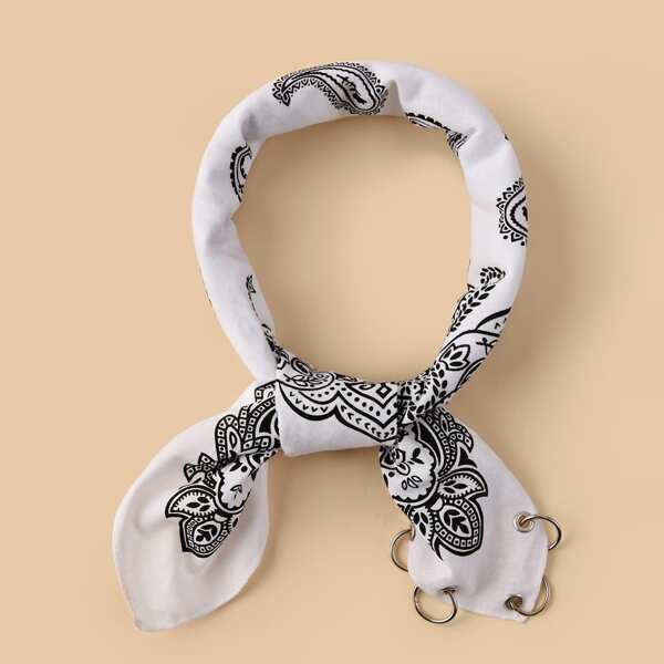 

Paisley Print Bandana, White
