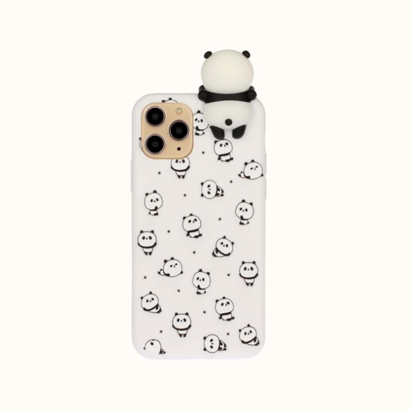 

3D Panda Decor Cartoon Graphic Phone Case, Multicolor
