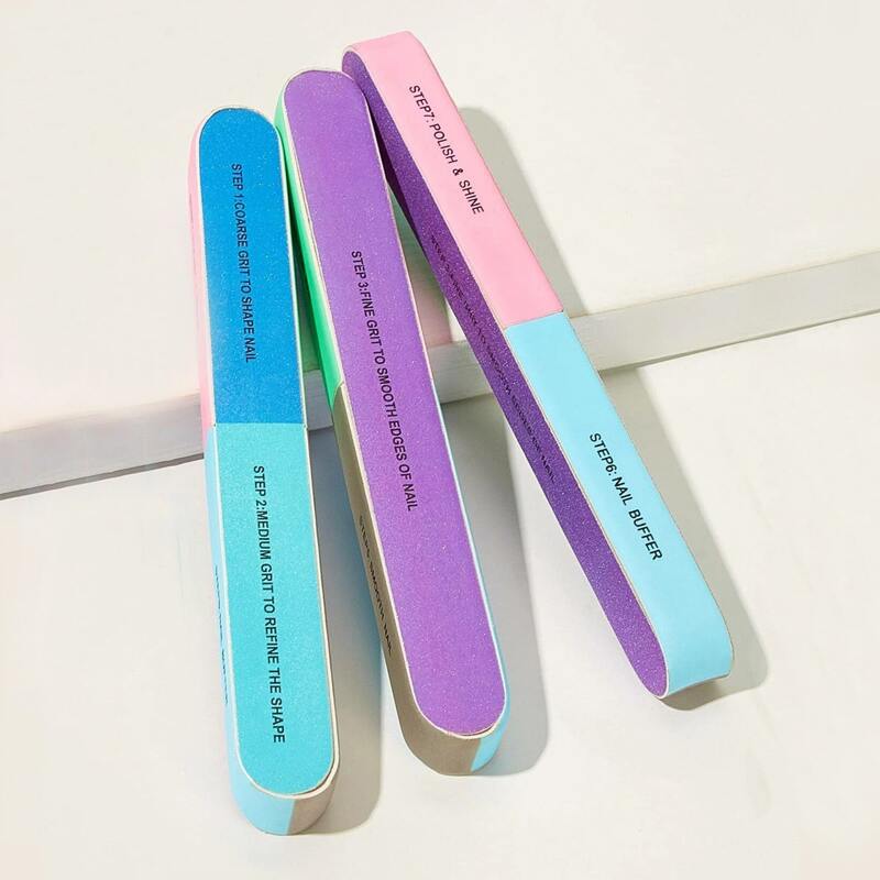 

3pcs Colorblock Letter Nail File, Multicolor