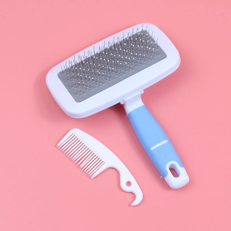 

1pc Dog Grooming Brush & 1pc Solid Dog Hair Comb, White