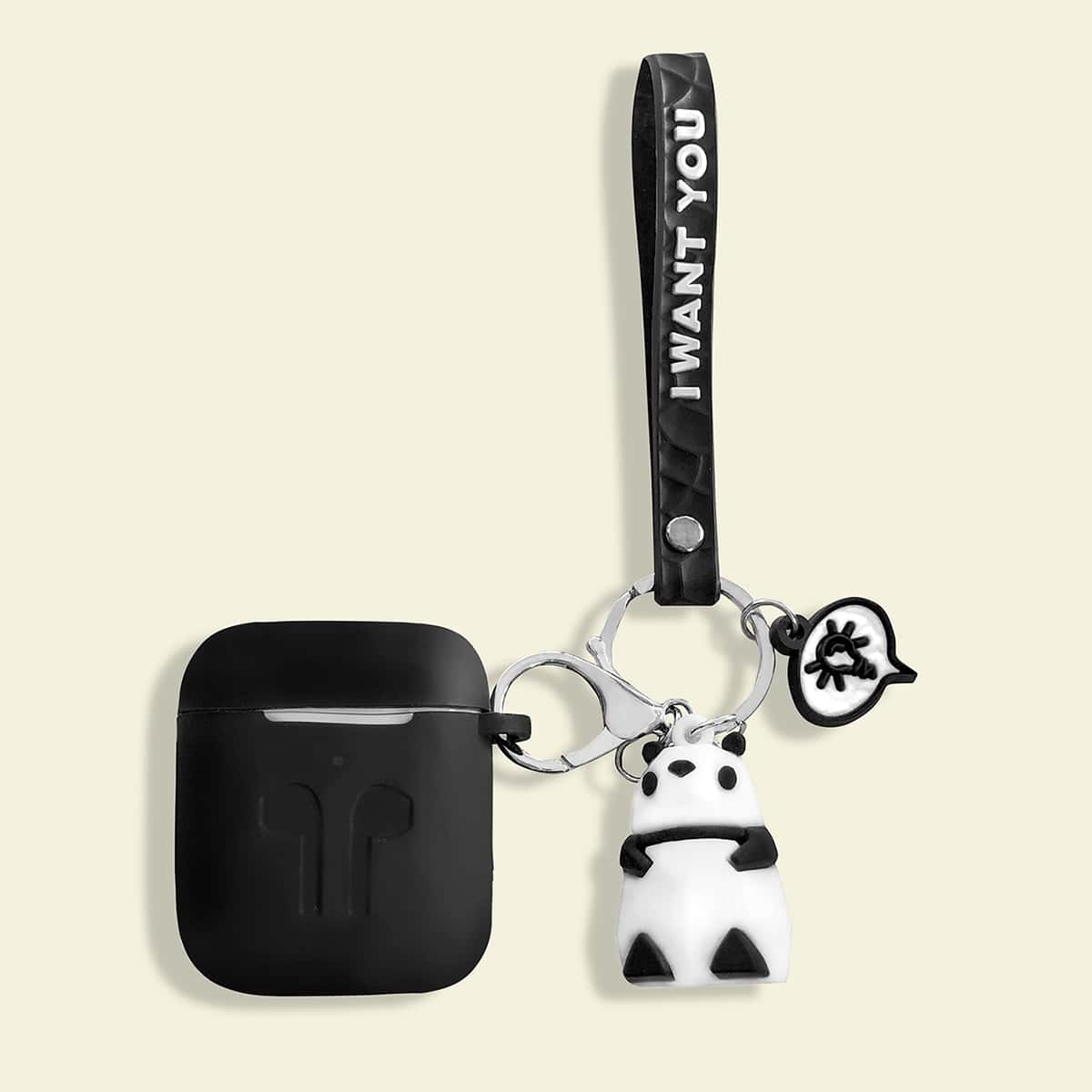 

Panda Pendant Airpods Case, Black and white