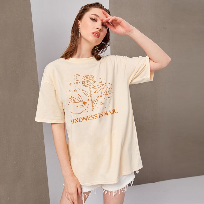 

Letter Rose Graphic Tee, Apricot