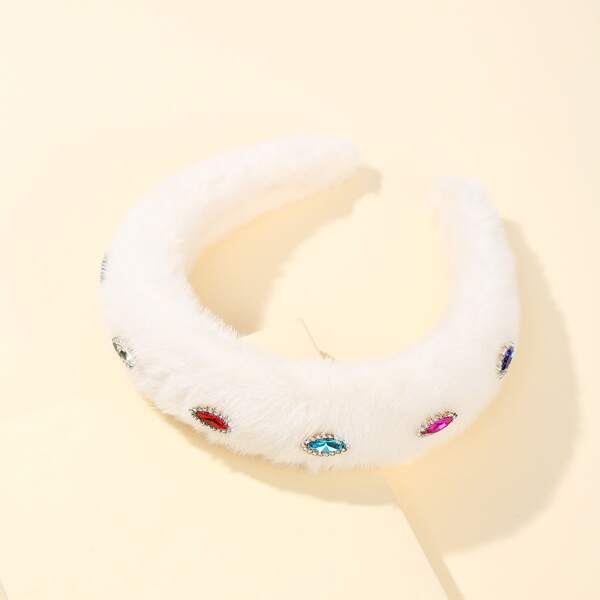 

Rhinestone Fluffy Hair Hoop, White
