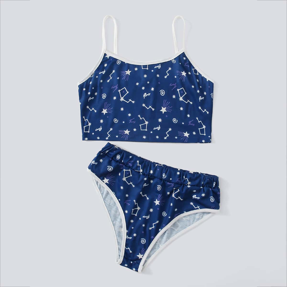 

Allover Print Lingerie Set, Navy blue