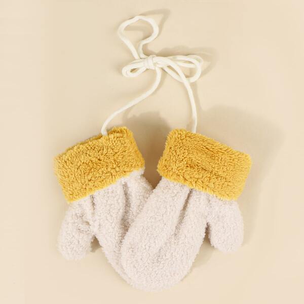 

Color Block Fluffy Gloves, Multicolor