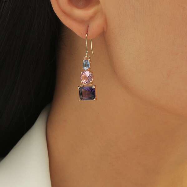 

Rhinestone Geo Drop Earrings, Multicolor