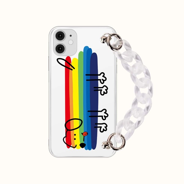 

Cartoon Dog Rainbow Hand Strap Phone Case, Multicolor