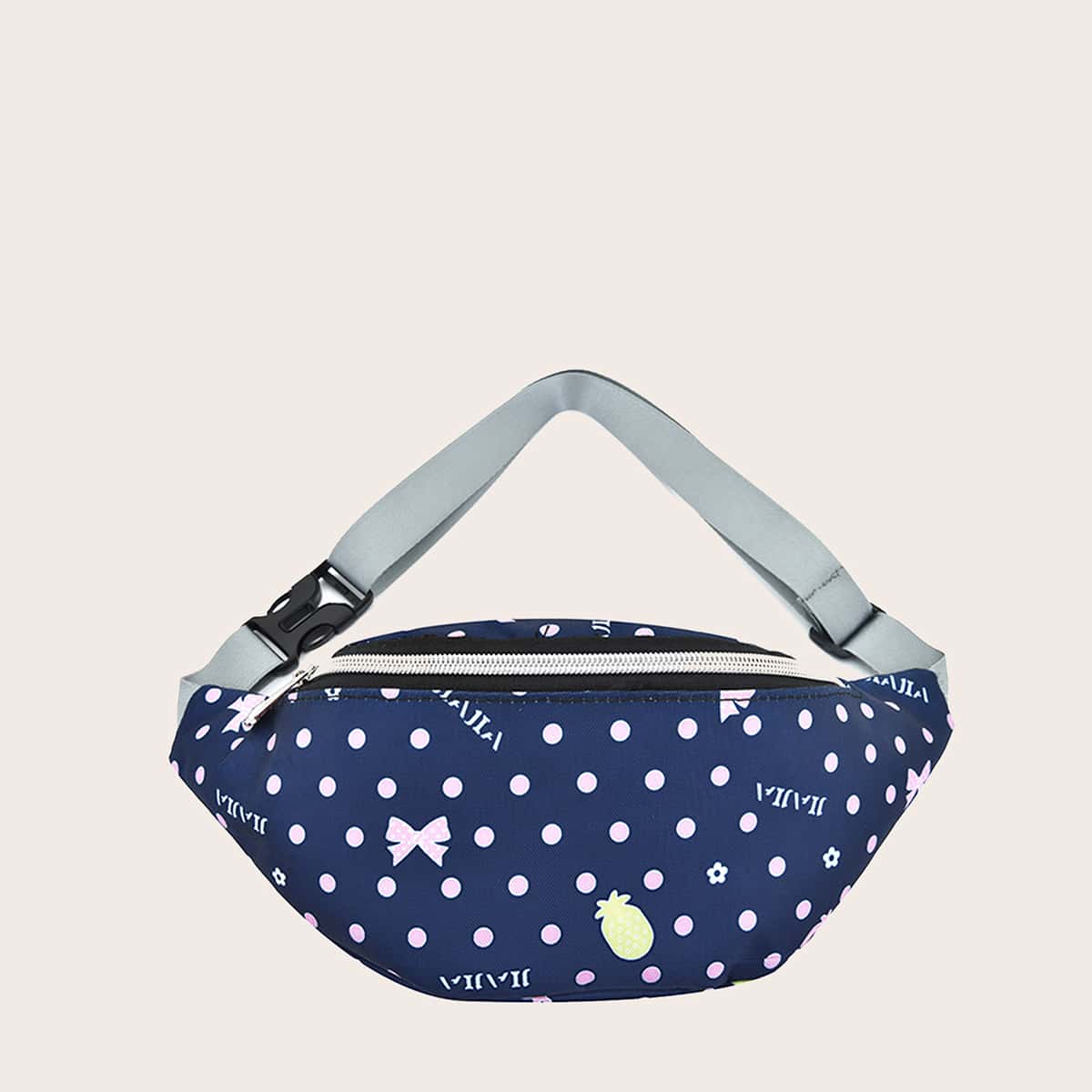 

Cartoon Graphic Polka Dot Pattern Fanny Pack, Blue