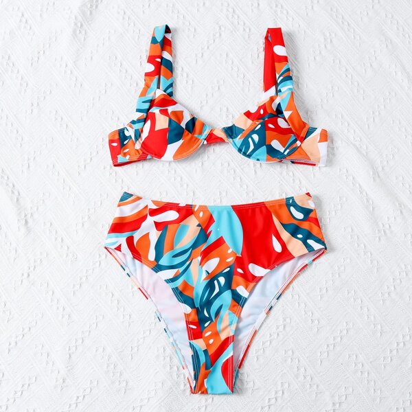 

Allover Graphic Underwire Bikini Swimsuit, Multicolor