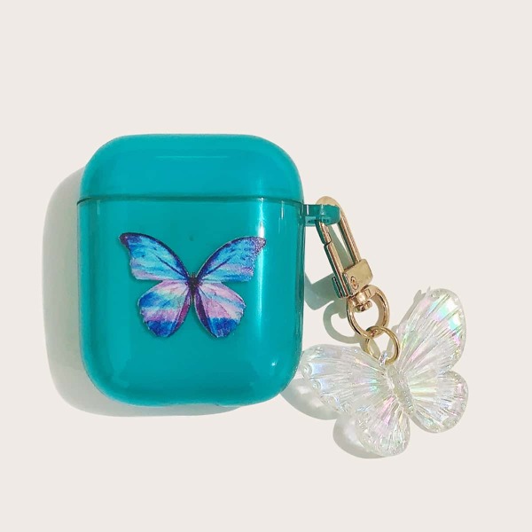 

Butterfly Print Airpods Case, Cadet blue