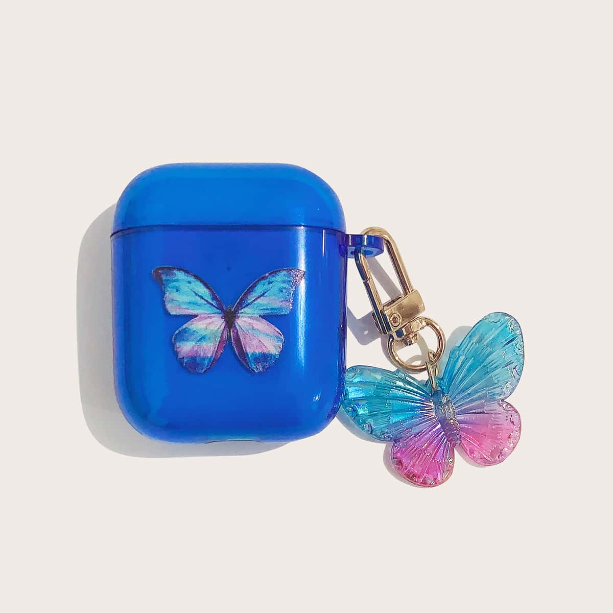 

Butterfly Print Airpods Case, Blue