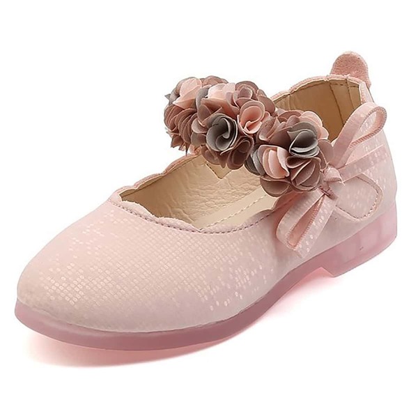 

Toddler Girls Floral Applique Velcro Strap Flats, Pink