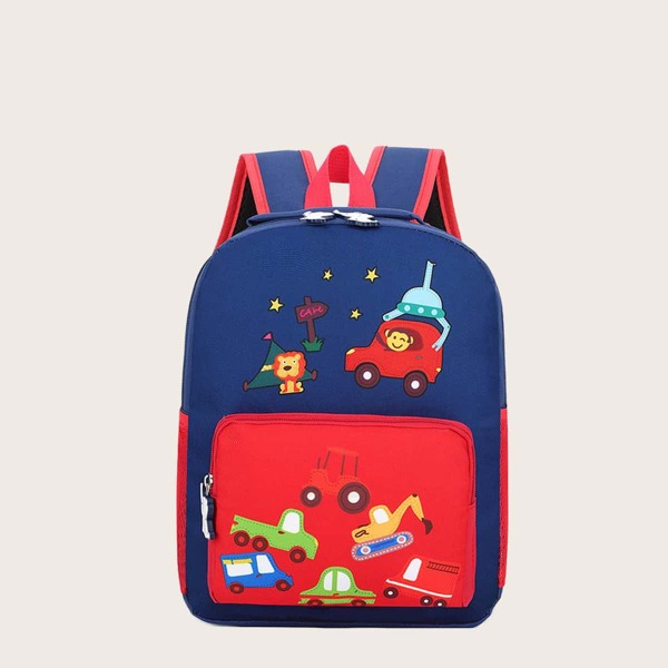 

Kids Cartoon Graphic Pocket Front Backpack, Blue