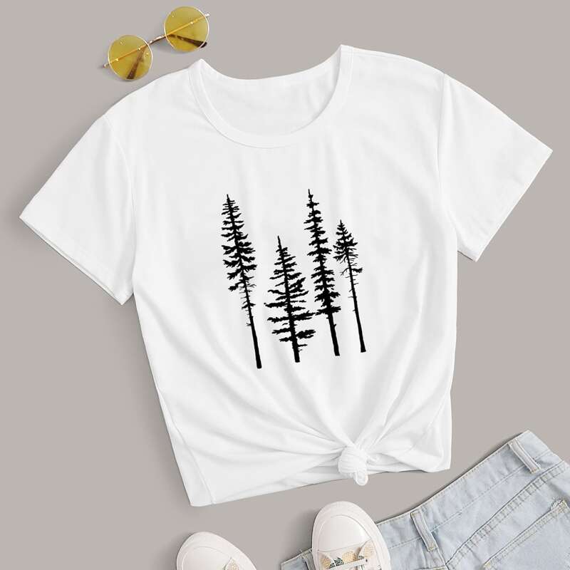 

Plants Print Short Sleeve Tee, White