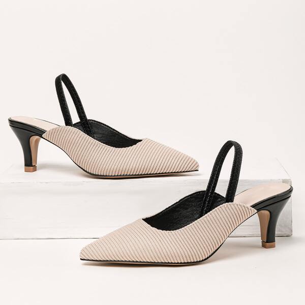 

Point Toe Knit Slingback Pumps, Pink