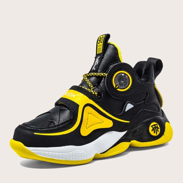 

Boys Letter Graphic Color Block Sneakers, Yellow