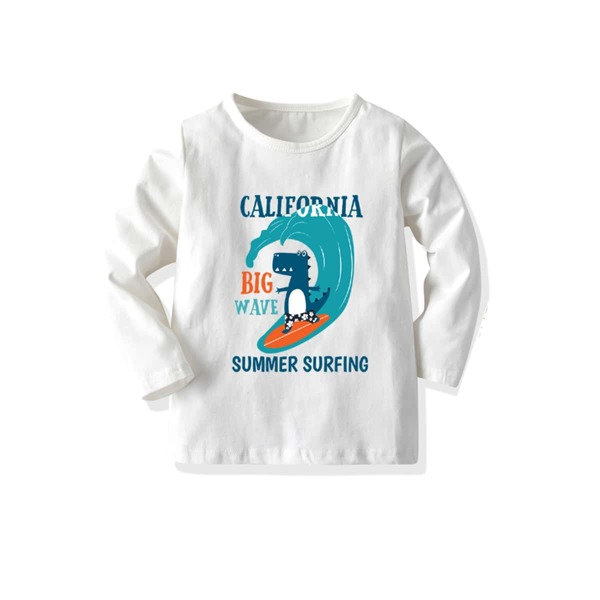 

Toddler Boys Cartoon And Letter Graphic Tee, White
