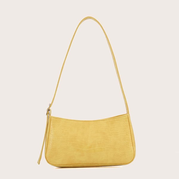 

Croc Embossed Baguette Bag, Yellow