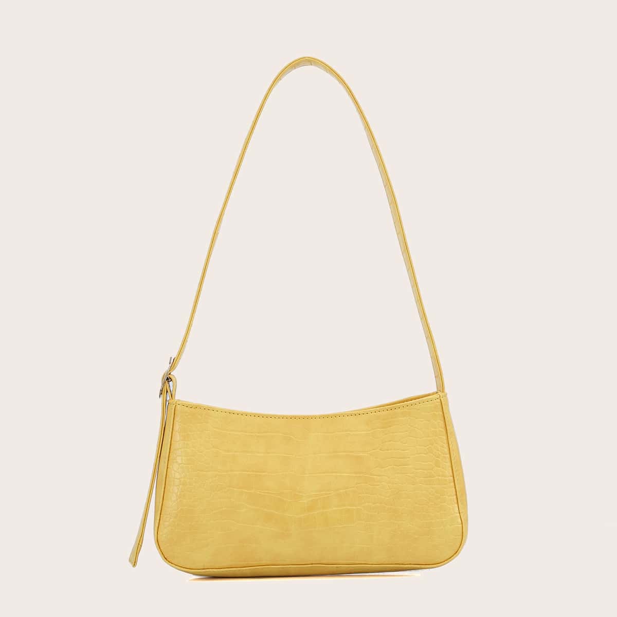 

Croc Embossed Baguette Bag, Yellow