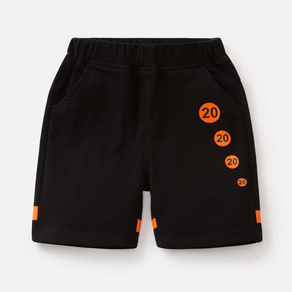 

Toddler Boys Number Print Shorts, Black