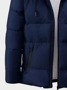 Manfinity Men Zip Up Hooded Puffer Jacket - Navy Blue - View 3