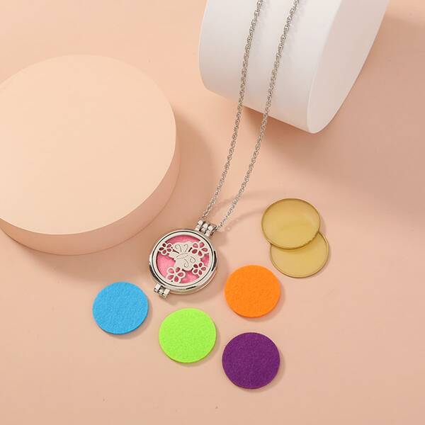 

DIY Hollow Out Flower Charm Necklace, Silver