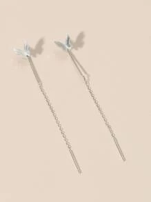 蝴蝶設計耳墜 - 銀色 - 查看 2